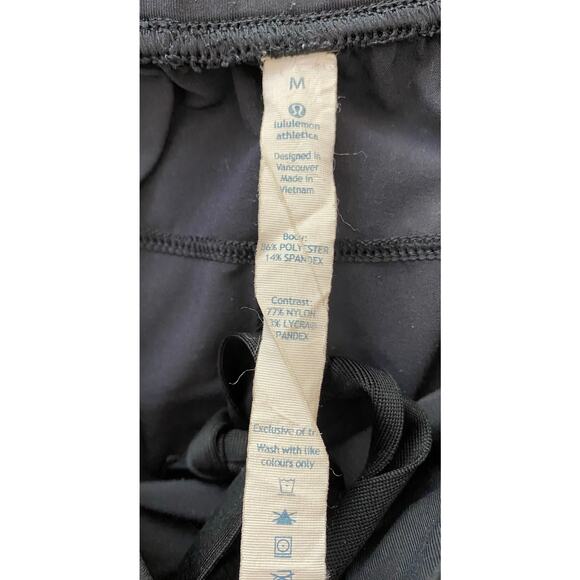 Lululemon Size M Black Elastic Drawstring Waist Nylon Activewear Shorts - Picture 5 of 7